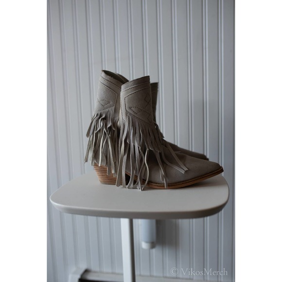 Free People Lawless Fringe Western Boots Size 39 Bone - Picture 5 of 6